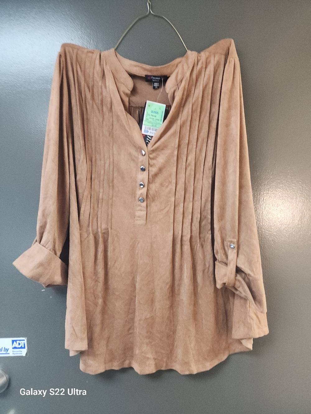 Cocomo Brown Pleated Button-Front Tunic